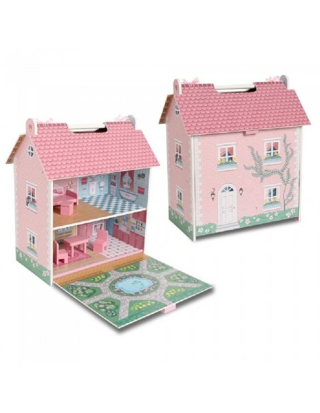 CASA DE MADERA DE MUÑECAS POCKET PORTATI