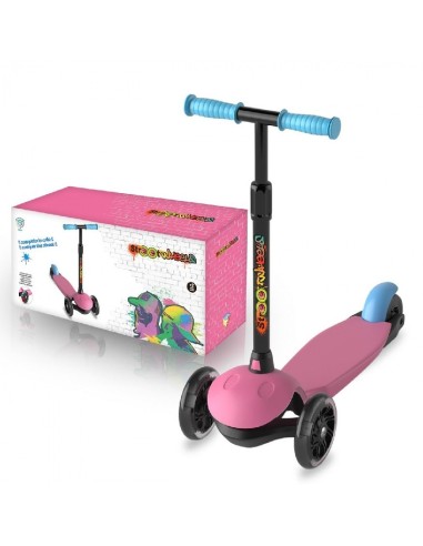 PATINETE DE 3 RUEDAS ROSA CON LUCES LED