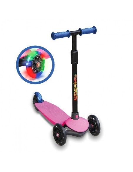 PATINETE DE 3 RUEDAS ROSA CON LUCES LED