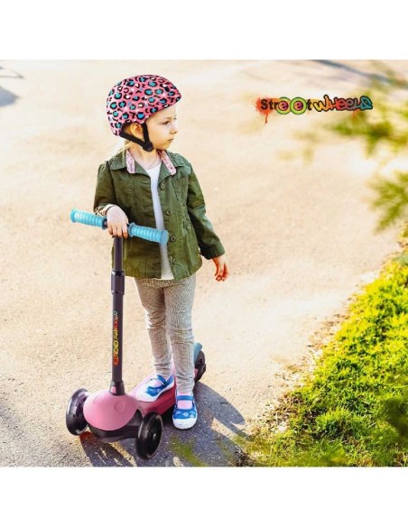 PATINETE DE 3 RUEDAS ROSA CON LUCES LED