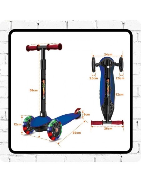PATINETE DE 3 RUEDAS ROSA CON LUCES LED