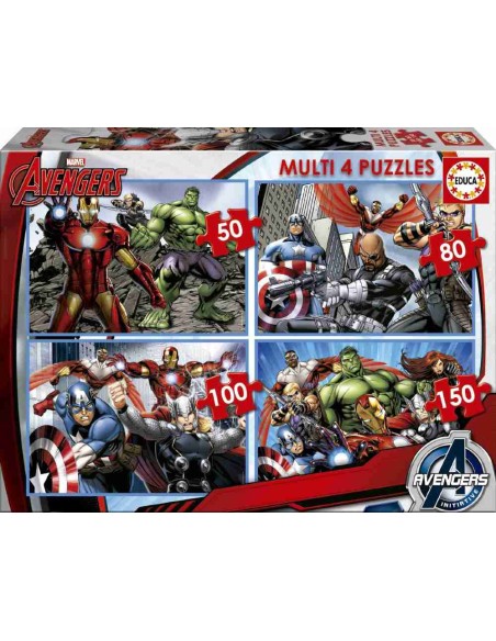 Multi 4 Puzzles 50-80-100-150 Avengers