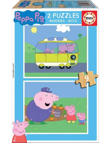 PUZZLE 2X9 PIEZAS - PEPPA PIG MADERA ECO