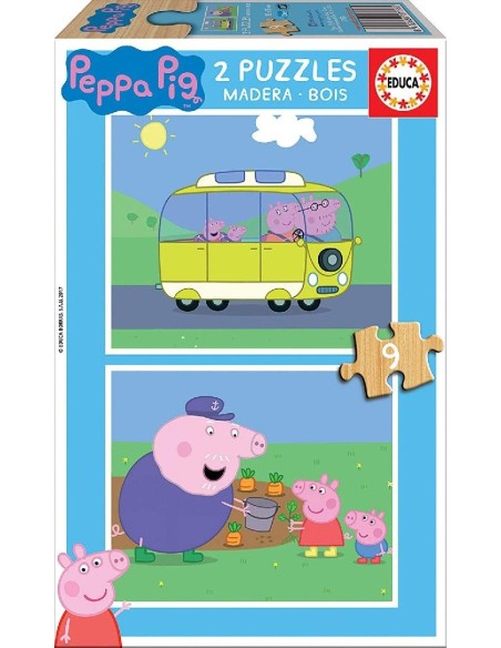PUZZLE 2X9 PIEZAS - PEPPA PIG MADERA ECO