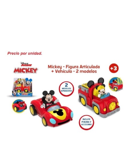 MICKEY FIGURA ARTICULADA + VEHICULO