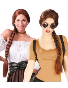 PELUCA CASTAÑA TRENZA TOMB RAIDER
