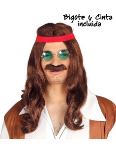 PELUCA HIPPIE CON BIGOTE
