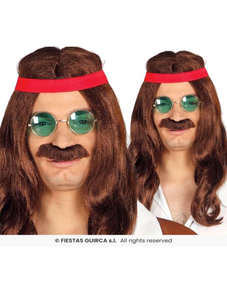 PELUCA HIPPIE CON BIGOTE
