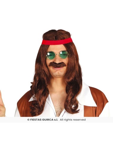 PELUCA HIPPIE CON BIGOTE