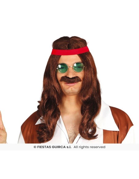 PELUCA HIPPIE CON BIGOTE