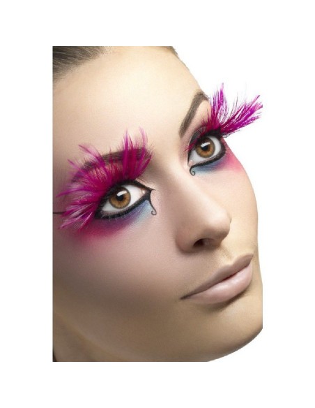 PESTAÑA PLUMAS FUCSIA CON ADHESIVO