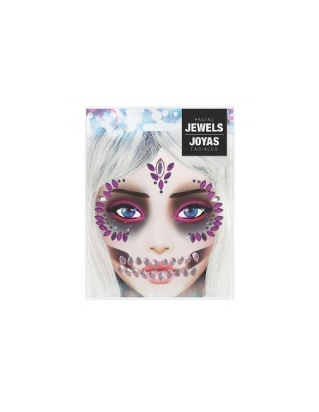 JOYAS FACIALES ADHESIVAS CALAVERA ROSA
