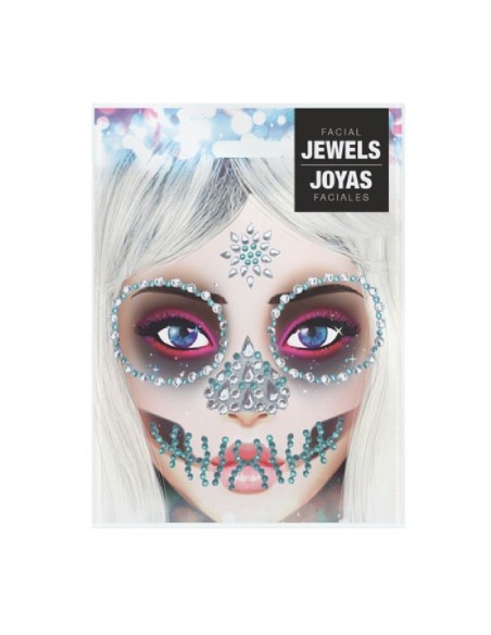 JOYAS FACIALES ADHESIVAS CALAVERA VERDE