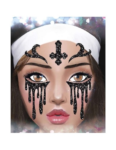 PEGATINAS MONJA GLITTER FACE 20X20 CM