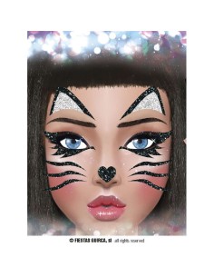 PEGATINAS GATA GATITA GLITTER FACE 20X20