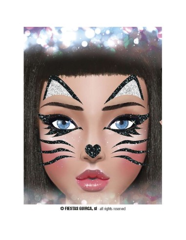 PEGATINAS GATA GATITA GLITTER FACE 20X20
