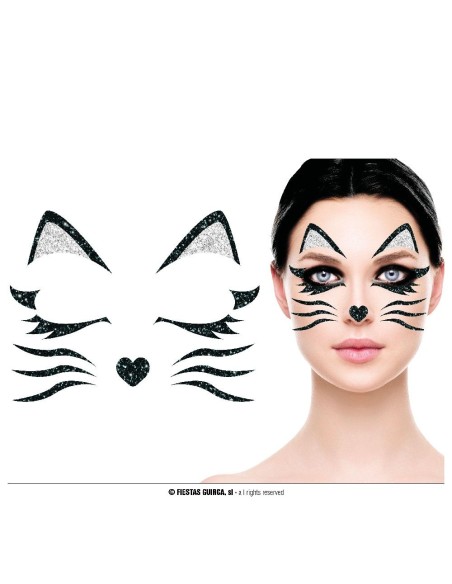 PEGATINAS GATA GATITA GLITTER FACE 20X20
