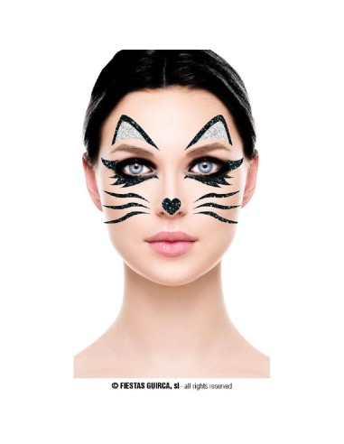 PEGATINAS GATA GATITA GLITTER FACE 20X20