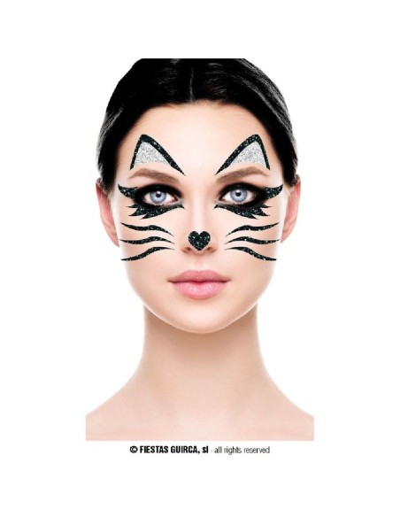 PEGATINAS GATA GATITA GLITTER FACE 20X20
