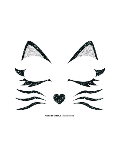 PEGATINAS GATA GATITA GLITTER FACE 20X20