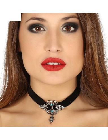 COLLAR GARGANTILLA CON PIEDRAS AZULES