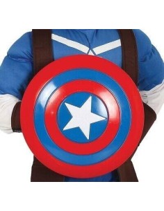 ESCUDO CON ESTRELLA ROJO Y AZUL 32CM CAP