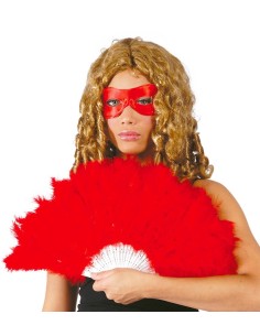 ABANICO PLUMAS ROJO