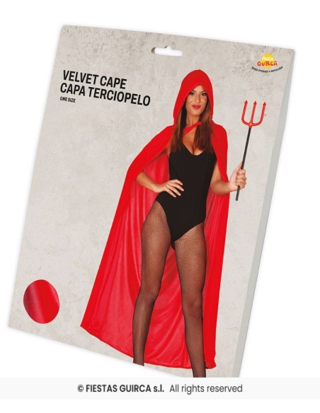 CAPA ROJA CON CAPUCHA TERCIOPELO 130 CMS