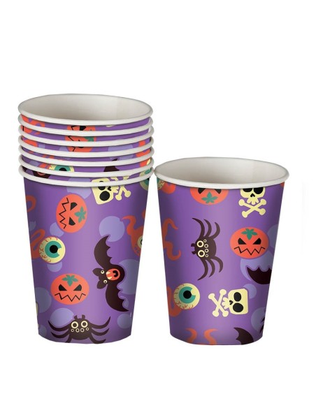 8 VASOS HALLOWEEN 10 CMS LILA