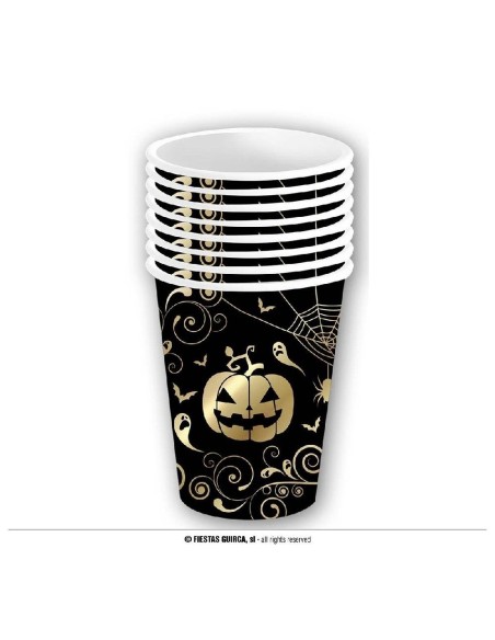BOLSA 6 VASOS CALABAZA ORO 240 ML 9 CMS