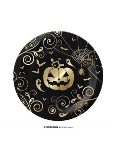 PAQUETE 6 PLATOS CALABAZA ORO 23 CM