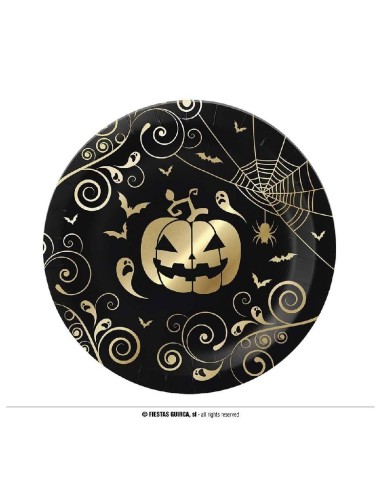 PAQUETE 6 PLATOS CALABAZA ORO 23 CM