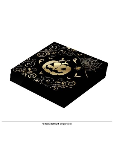 PAQUETE 12 SERVILLETAS CALABAZA ORO 33X3