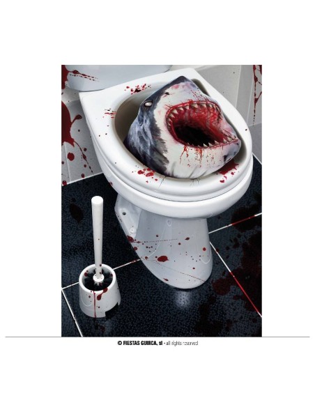 DECORACION  WC TIBURON ASESINO, 30X40 CM