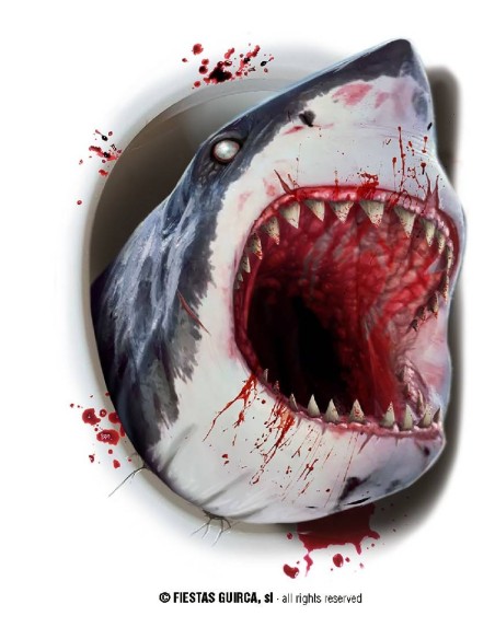 DECORACION  WC TIBURON ASESINO, 30X40 CM