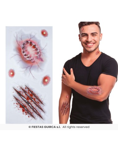 TATUAJES ADHESIVOS HERIDAS MORDISCO