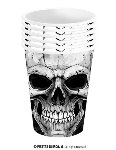 BOLSA 6 VASOS CALAVERA 240 ML 9 CMS