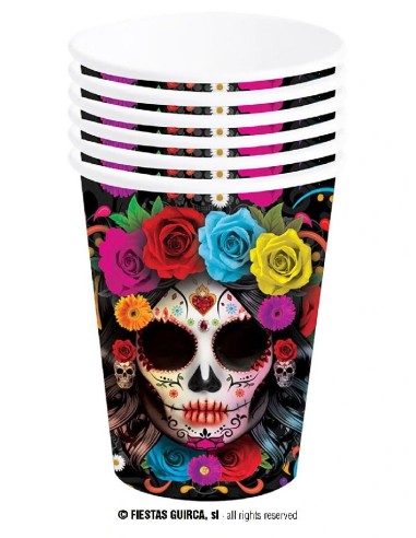 PACK DE 6 VASOS DE CATRINA DE HALLOWEEN