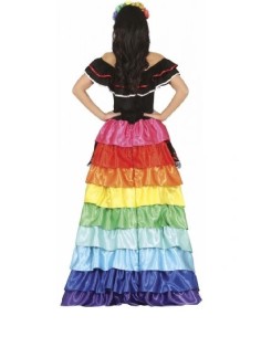 DISFRAZ CATRINA VESTIDO MULTICOLOR MUJER 2