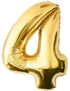 GLOBO GIGANTE NUMERO Nº4 COLOR ORO (60CM