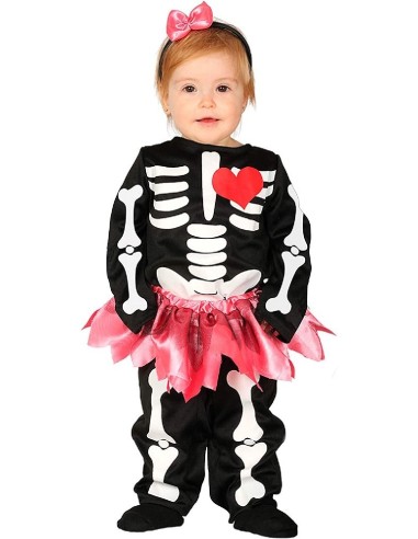 DISFRAZ BABY SKELETON NIÑA CORAZON 12-18