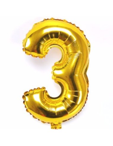 GLOBO GIGANTE NUMERO Nº3 COLOR ORO (60CM