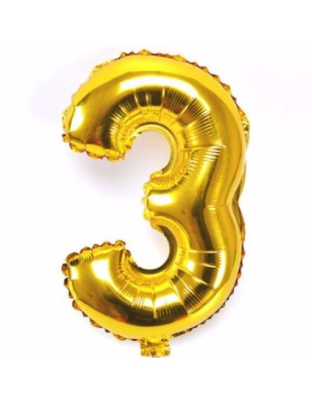 GLOBO GIGANTE NUMERO Nº3 COLOR ORO (60CM