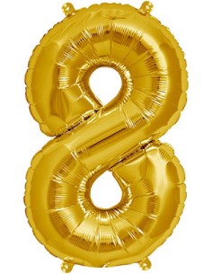 GLOBO GIGANTE NUMERO Nº8 COLOR ORO (60CM