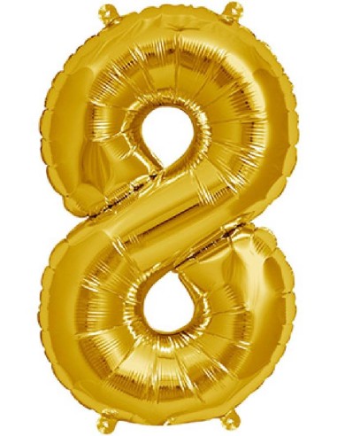 GLOBO GIGANTE NUMERO Nº8 COLOR ORO (60CM