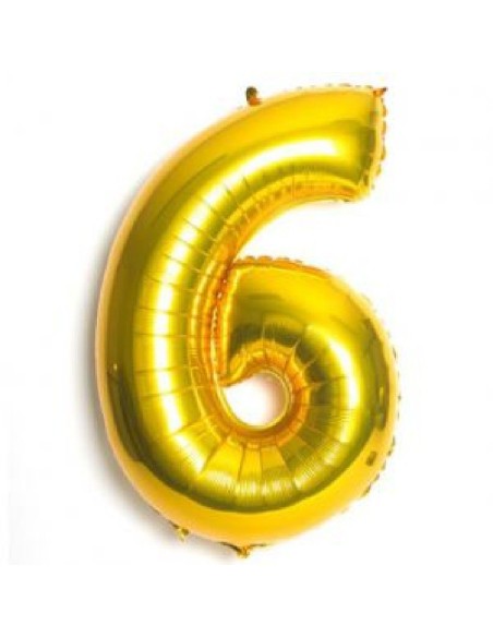 GLOBO GIGANTE NUMERO Nº 6 COLOR ORO (1M)