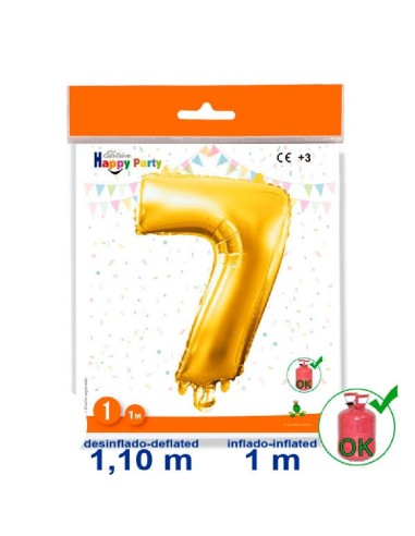 GLOBO GIGANTE NUMERO Nº 7 COLOR ORO (1M)