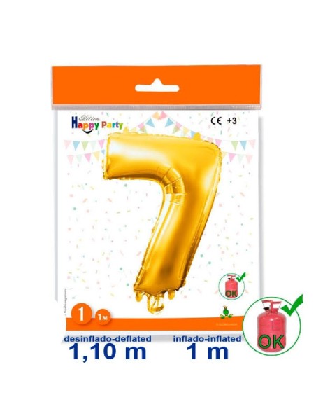 GLOBO GIGANTE NUMERO Nº 7 COLOR ORO (1M)