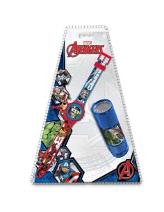 SET RELOJ + LINTERNA AVENGER