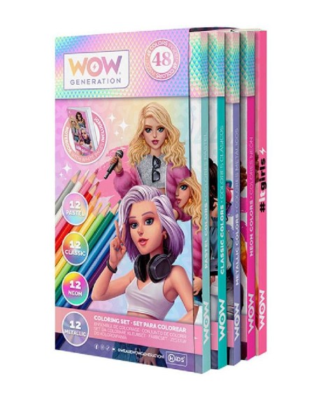 SET PAPELERIA DE 48 LAPICES/LIBRETA WOW 